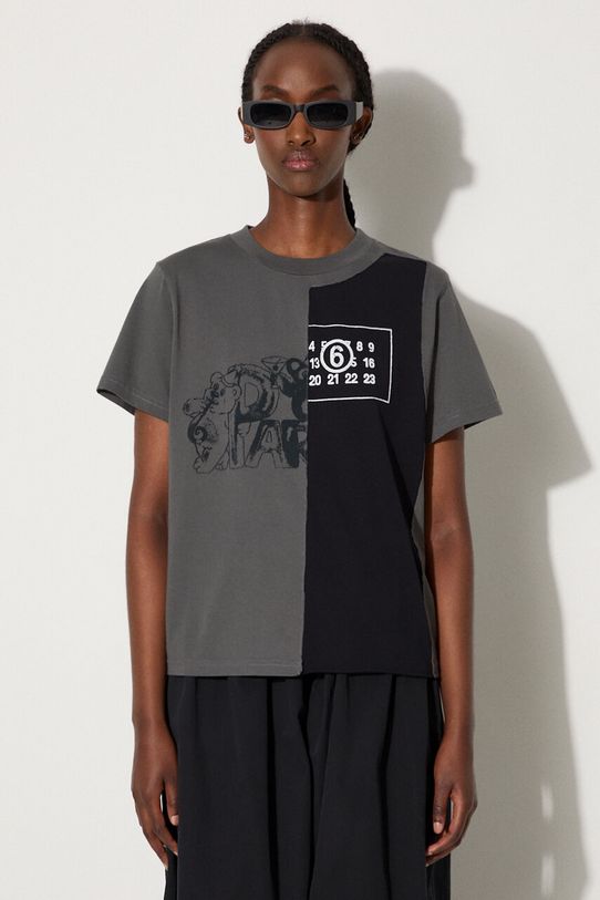 Bavlnené tričko MM6 Maison Margiela relaxed sivá S52GC0316.S24311