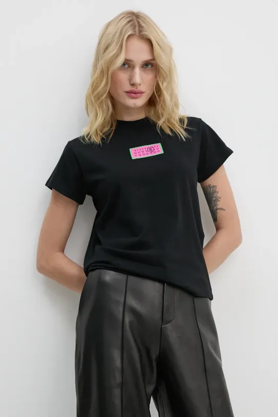 MM6 Maison Margiela tricou din bumbac imprimeu negru S62GD0189.S23588