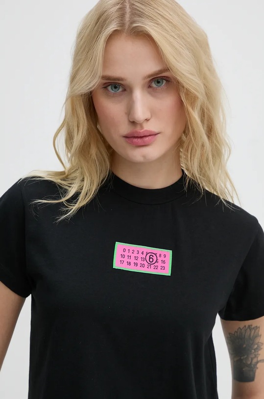 Бавовняна футболка MM6 Maison Margiela чорний S62GD0189.S23588