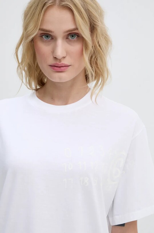 Bavlněné tričko MM6 Maison Margiela S62GD0192.S23588 bílá