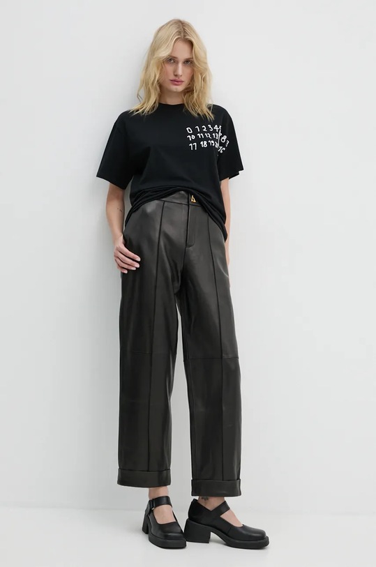 Бавовняна футболка MM6 Maison Margiela S62GD0192.S23588 чорний AW24