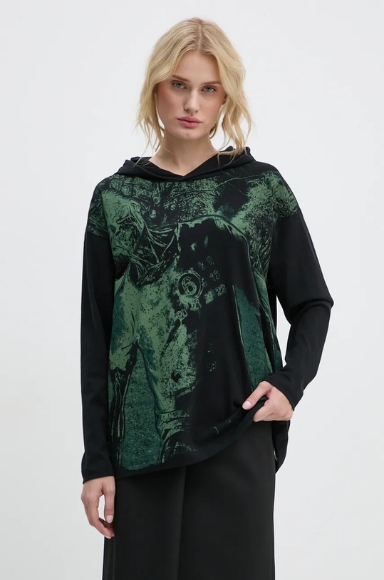 MM6 Maison Margiela longsleeve din bumbac print negru S62GD0190.S23588