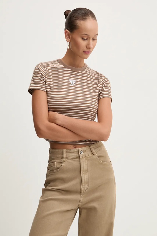 Tričko Guess Originals regular hnědá W4BI07.J1314