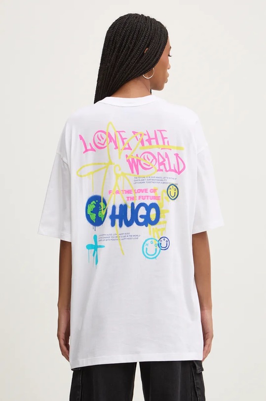Hugo Blue tricou din bumbac print alb 50524808