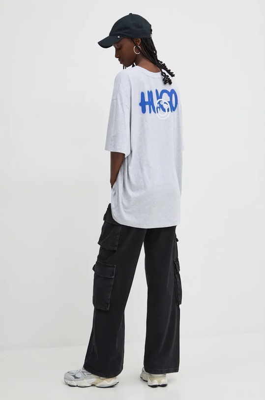 Hugo Blue tricou din bumbac 50524808 gri AW24