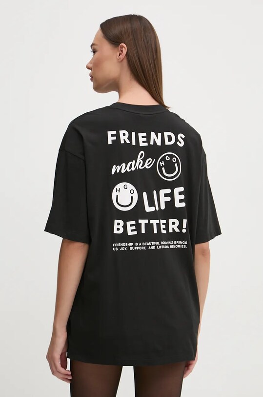 Oblečení Bavlněné tričko Hugo Blue 50524808 černá