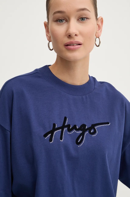HUGO t-shirt bawełniany granatowy 50525278