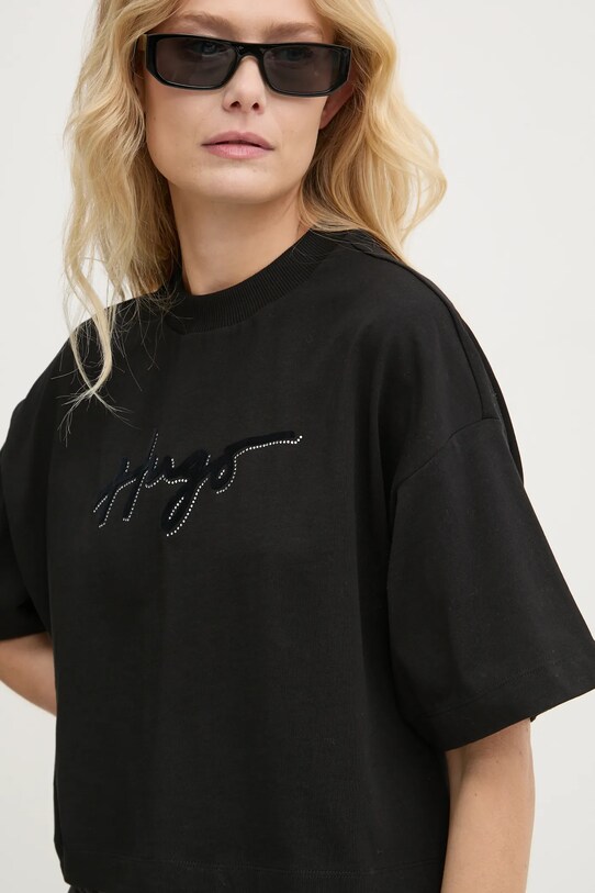 HUGO tricou din bumbac negru 50525278