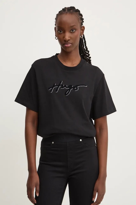 HUGO tricou din bumbac imprimeu negru 50528585