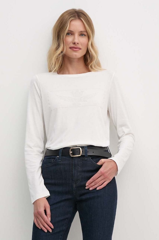 Aeronautica Militare longsleeve nadruk beżowy TS2297DJ359