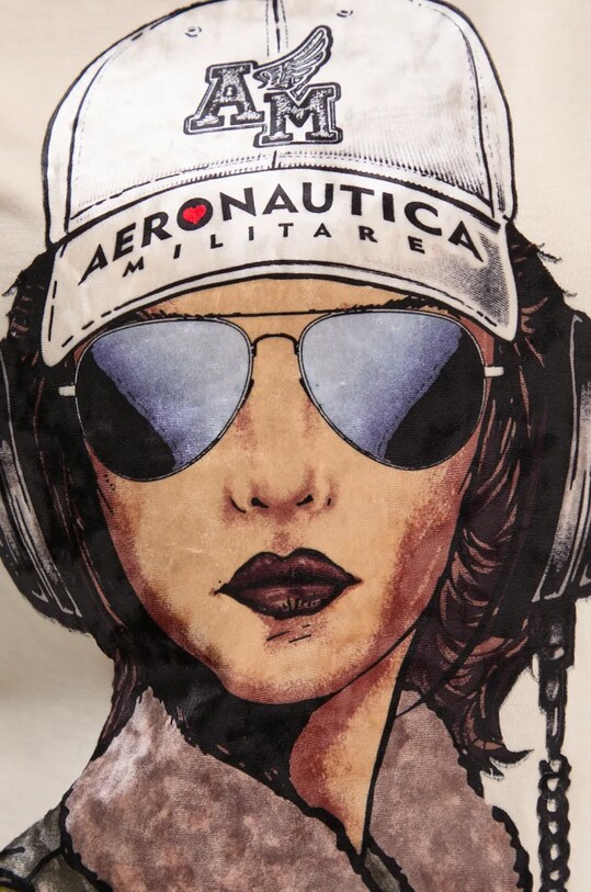 Aeronautica Militare t-shirt bawełniany TS2353DJ638 beżowy