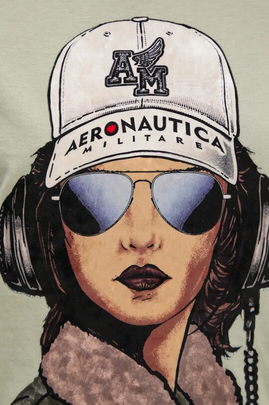 Aeronautica Militare t-shirt bawełniany TS2353DJ638 zielony