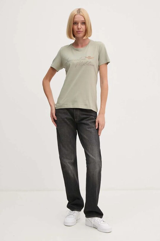 Бавовняна футболка Aeronautica Militare TS2354DJ638 зелений AW24