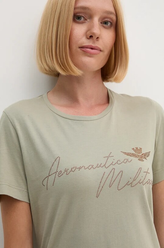 Бавовняна футболка Aeronautica Militare зелений TS2354DJ638