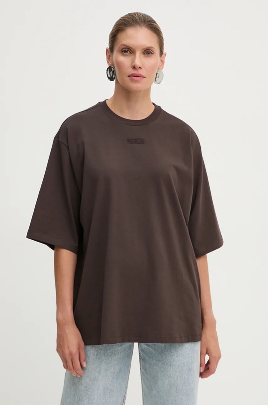 Gestuz t-shirt z elastanem brązowy 10909437