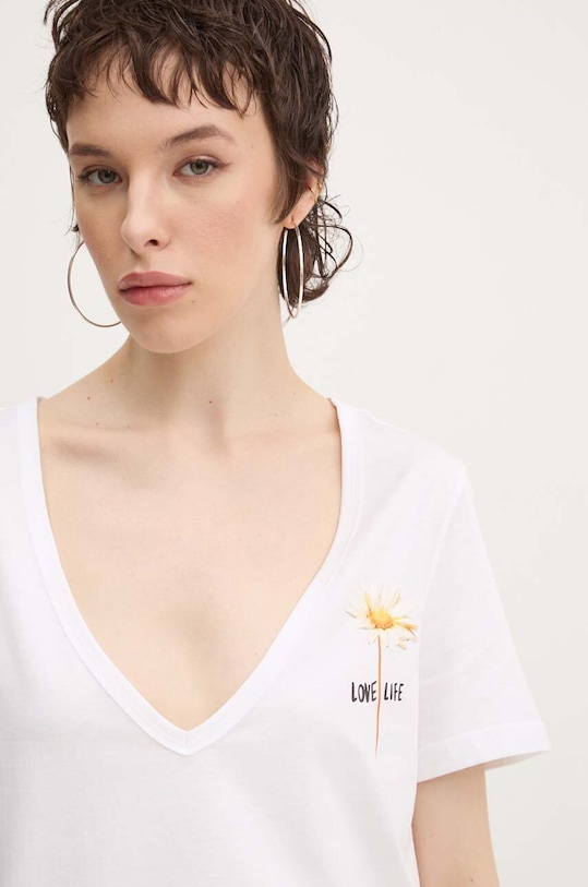 Desigual tricou din bumbac VINI alb 24WWTK41