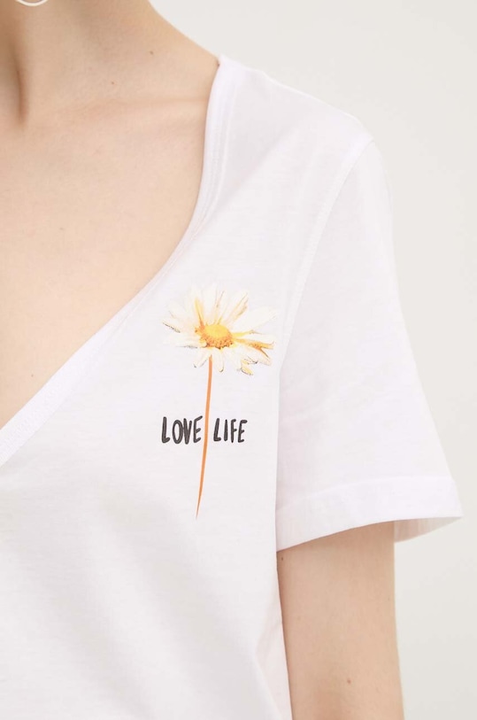 Desigual tricou din bumbac VINI 24WWTK41 alb