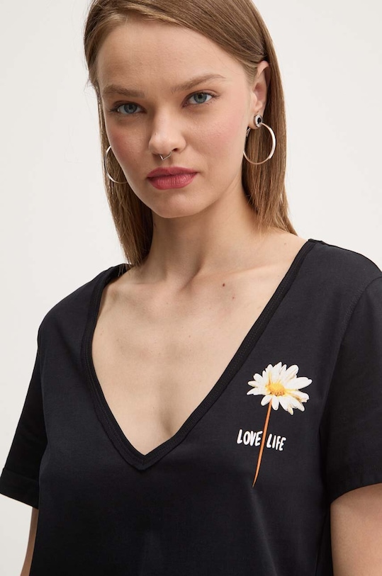 Desigual t-shirt bawełniany VINI czarny 24WWTK41