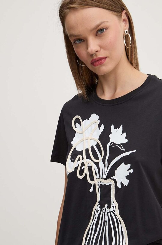 Desigual tricou din bumbac SHADOW negru 24WWTK11