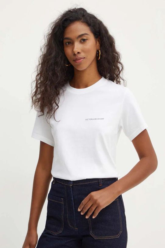 Victoria Beckham t-shirt bawełniany nadruk biały 1424JTS005890A