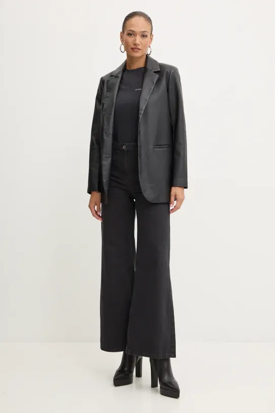 Βαμβακερό μπλουζάκι Victoria Beckham 1424JTS005890B μαύρο AW24