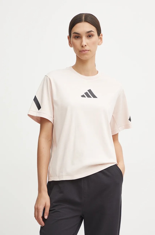 adidas tricou din bumbac ZNE print roz JF4781