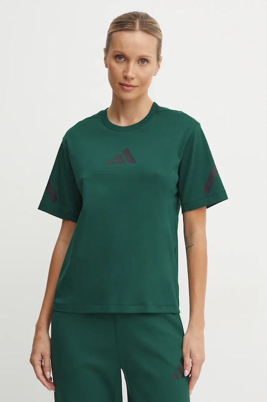 Хлопковая футболка adidas ZNE хлопок зелёный JF8889