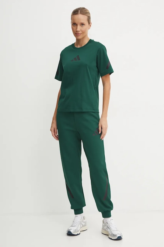 Бавовняна футболка adidas ZNE JF8889 зелений AW24