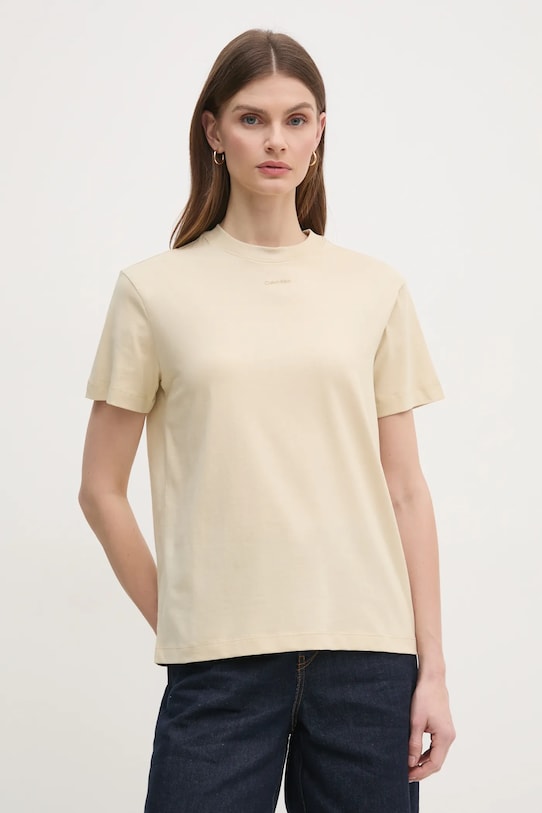 Хлопковая футболка Calvin Klein хлопок бежевый K20K207519