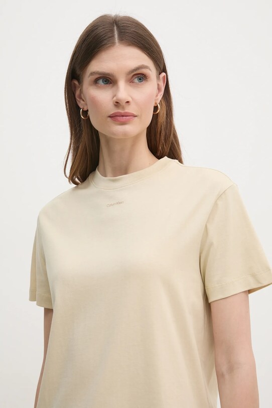 Хлопковая футболка Calvin Klein бежевый K20K207519