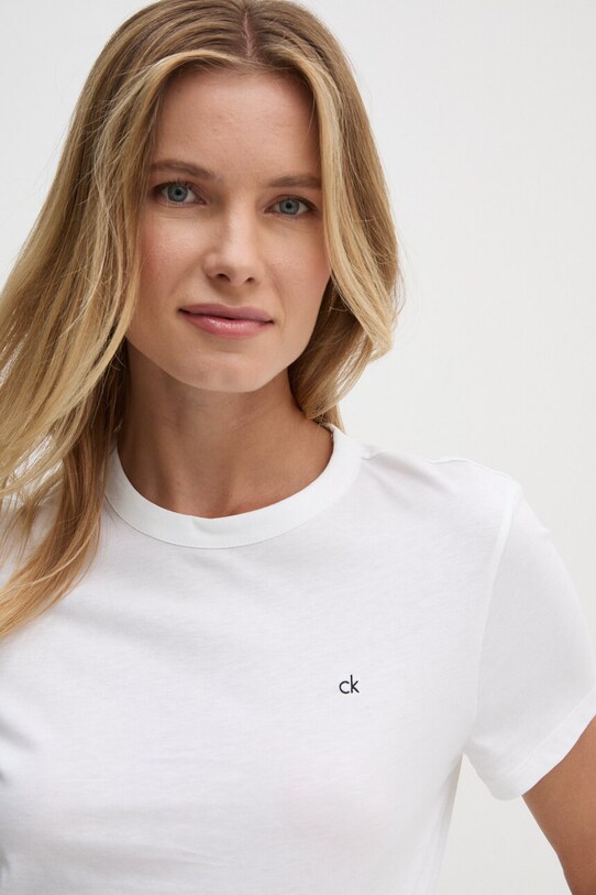 Хлопковая футболка Calvin Klein K20K208061 белый SS25
