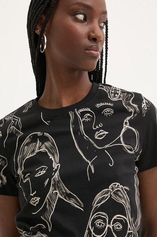 Хлопковая футболка Desigual CARAS чёрный 24WWTK54