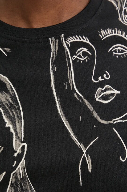 Хлопковая футболка Desigual CARAS 24WWTK54 чёрный