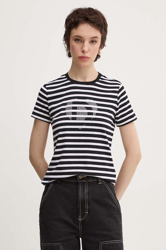 Desigual t-shirt DAISY wzorzyste czarny 24WWTK01