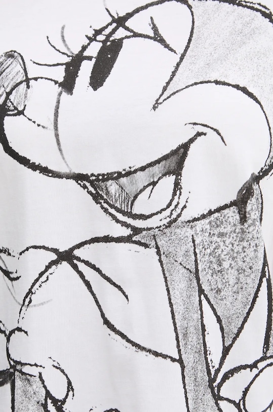 Desigual tricou din bumbac MICKEYDRAWING 24WWTKA1 alb