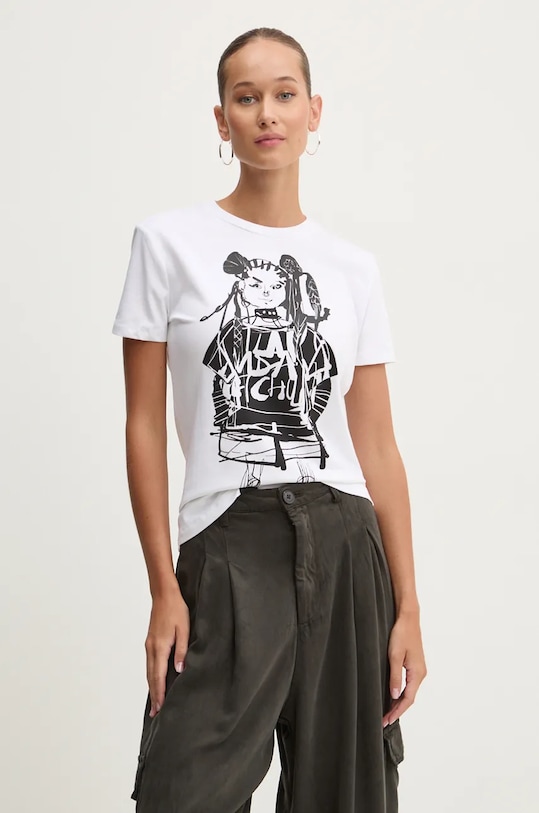 Tričko Desigual CHOI potisk bílá 24WWTK90