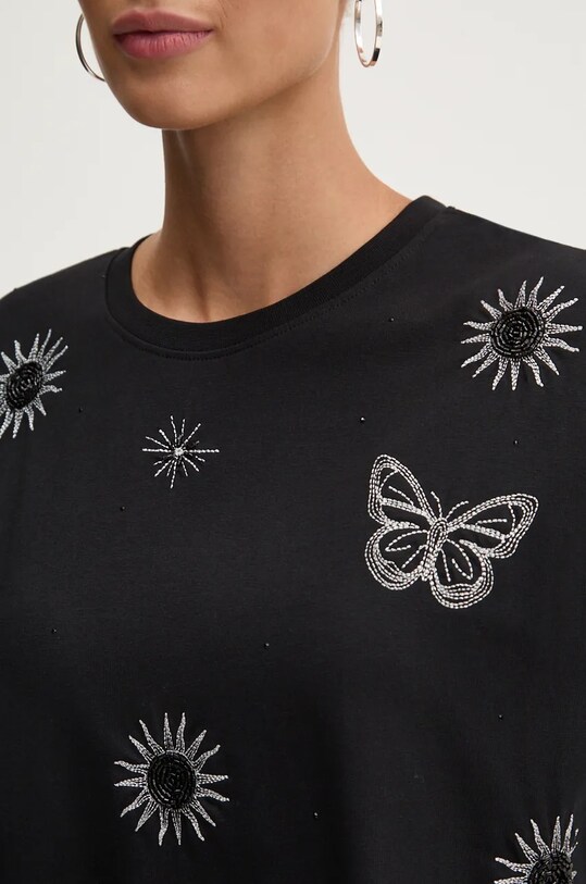 Desigual t-shirt bawełniany TAROT 24WWTK96 czarny
