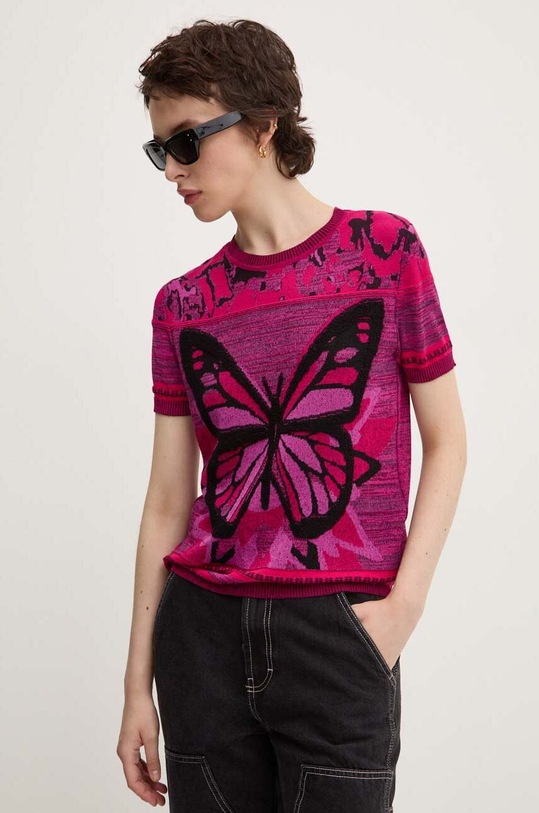 Desigual tricou BUTTERFLY roz 24WWTK08