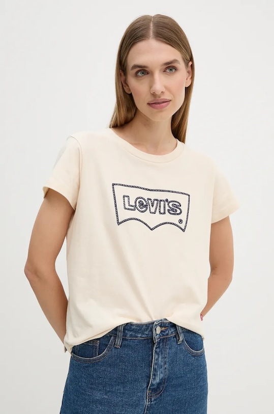 Levi's tricou din bumbac print bej A8804