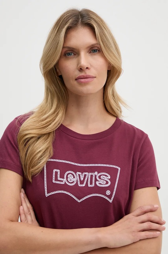 Bavlněné tričko Levi's burgundské A8804