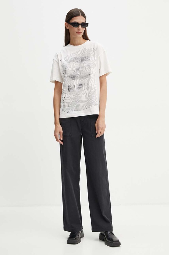 G-Star t-shirt bawełniany D25030.D609 beżowy AW24