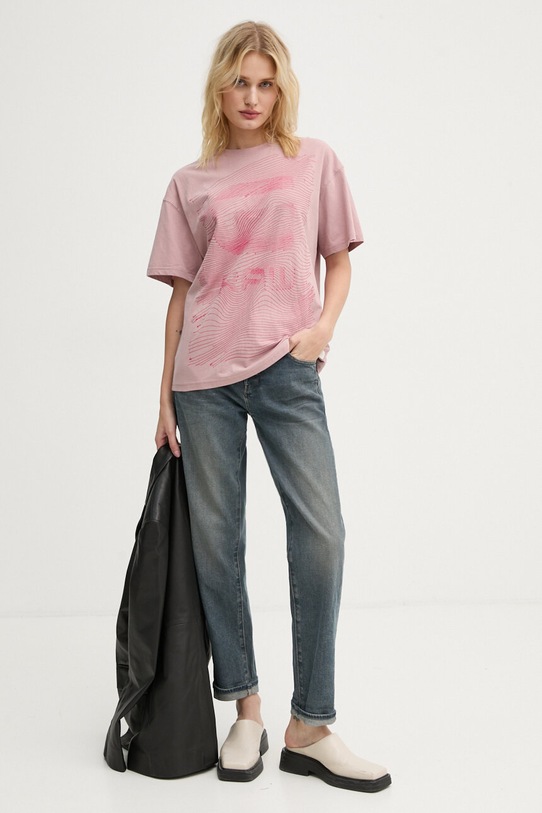 G-Star t-shirt bawełniany D25030.D609 różowy AW24