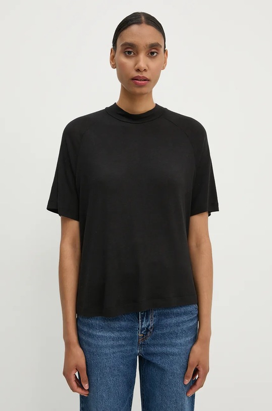 G-Star t-shirt z domieszką wełny z elastanem czarny D25051.D703