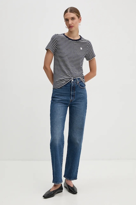 G-Star t-shirt bawełniany D25506.C483 granatowy AW24