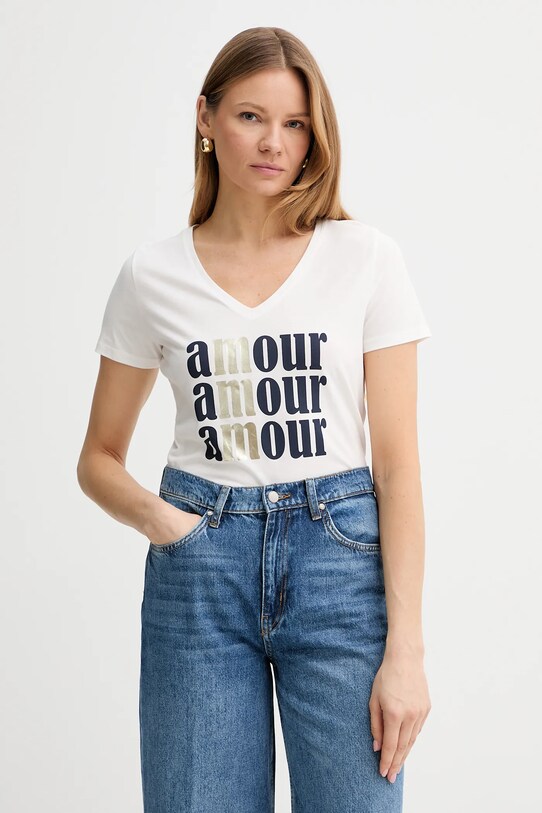 Morgan tricou DAMOUR print alb DAMOUR