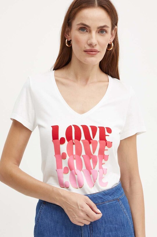 Morgan tricou DAMOUR print alb DAMOUR