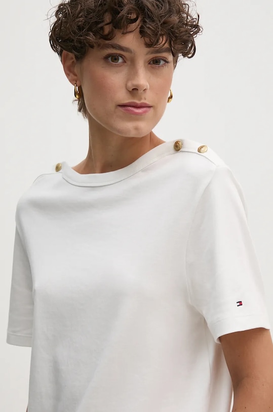 Βαμβακερό μπλουζάκι Tommy Hilfiger βαμβάκι λευκό WW0WW42907