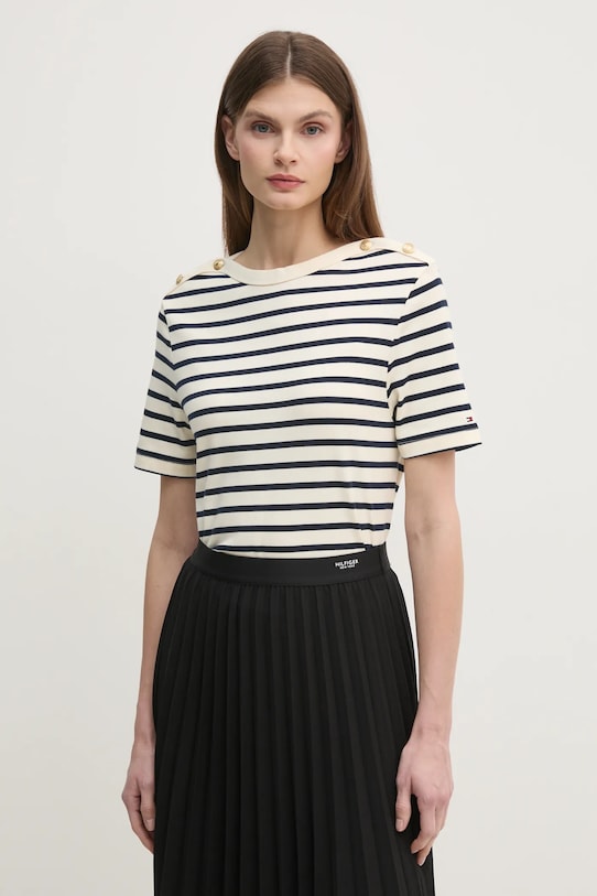 Tommy Hilfiger t-shirt bawełniany bawełna beżowy WW0WW42907