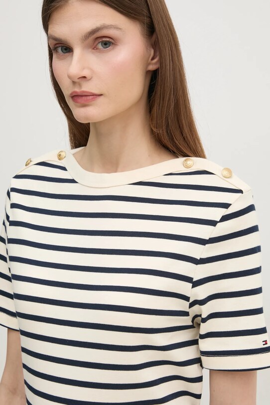 Tommy Hilfiger t-shirt bawełniany beżowy WW0WW42907