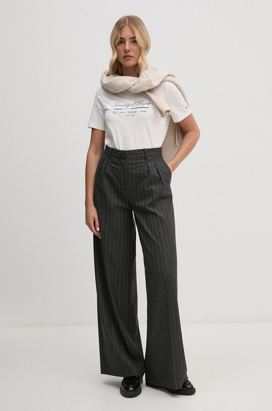 Bavlněné tričko Tommy Hilfiger WW0WW43502 béžová AW24